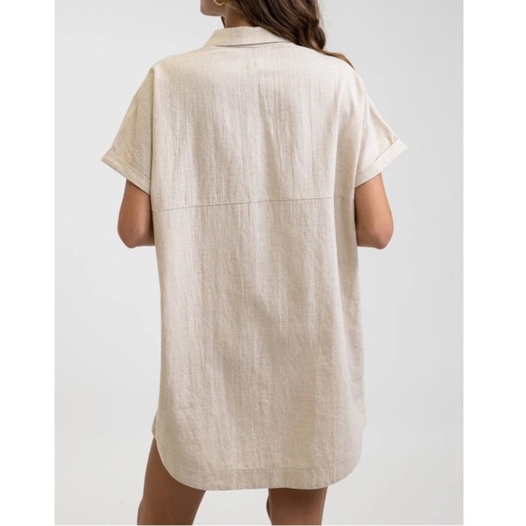 Rhythm. Classic Linen Cotton Shirt Dress in Cream Women’s Size Medium - Picture 12 of 12